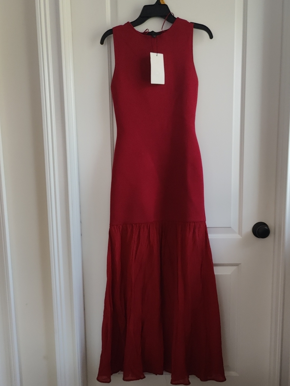 Zara Red Sleeveless Maxi Dress with Flared Hem NWT